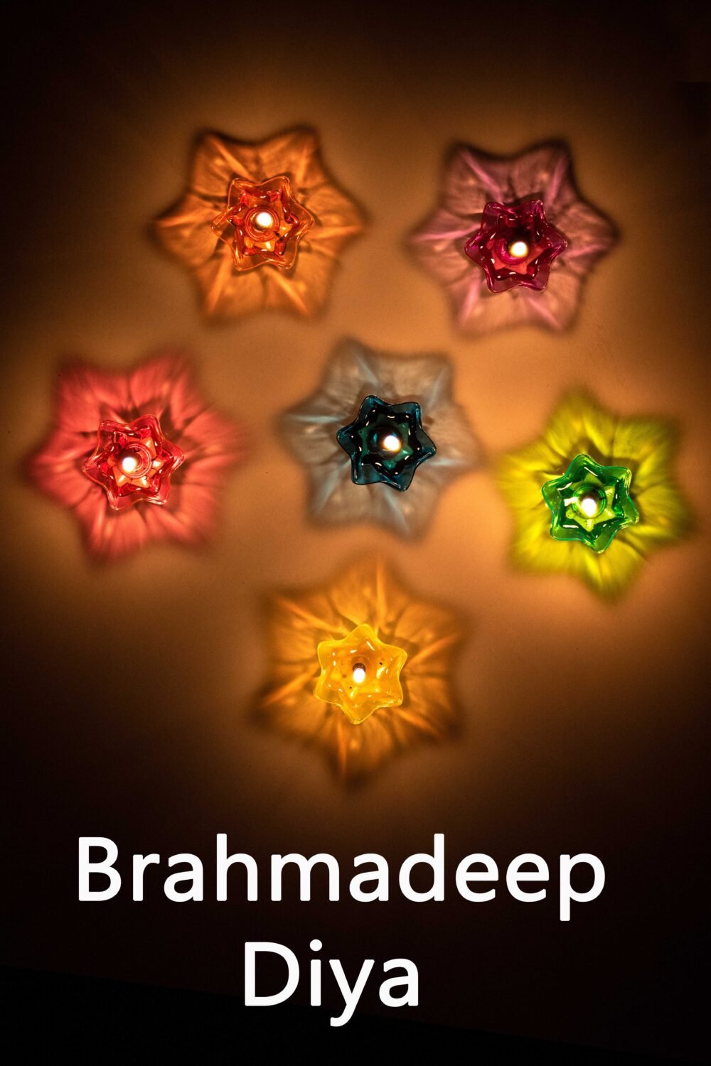 HRV® Multicolor Brhamadeep 3D Diya - Reflection Diya, 3D Shadow, Diwali, Puja, Plastic, Decorative Diyas Set for Home Decoration | Deepawali दिया Deepak | Diwali Diya for Pooja/Puja Room, Pack of 12