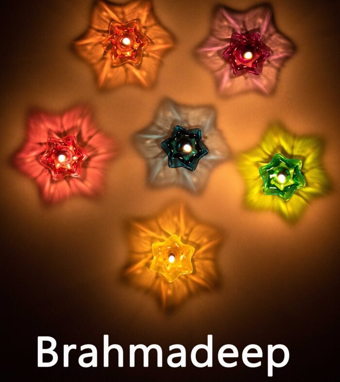 HRV® Multicolor Brhamadeep 3D Diya - Reflection Diya, 3D Shadow, Diwali, Puja, Plastic, Decorative Diyas Set for Home Decoration | Deepawali दिया Deepak | Diwali Diya for Pooja/Puja Room, Pack of 12